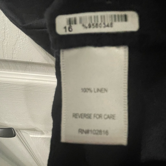 47-Garnet Hill 100% Linen Shirtdress Black Sleeveless Lagenlook Coastal Size 12 - Picture 8 of 8